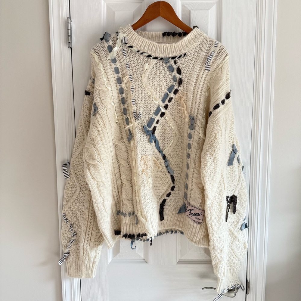 LINGUA FRANCA Jade Cable Knit Crewneck Sweater Alpaca Wool Size 2X - Picture 5 of 13